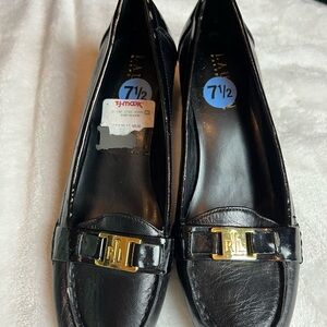 Ralph Lauren Black and Gold Leather Loafers